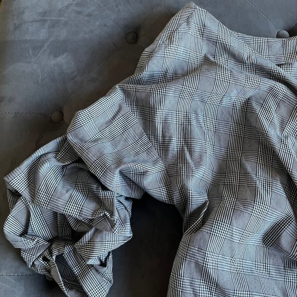 Zara Woman Black & White Plaid Wrap Shirt - Picture 10 of 10